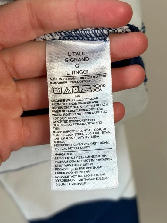 GAP Navy Striped Rugby Polo Shirt Size Large TALL - Picture 5 of 11